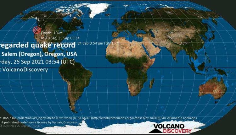 Reported seismic-like event (likely no quake): 3.1 mi southeast of Salem (Oregon), Marion County, Oregon, USA, Sep 24, 2021 8:54 pm (GMT -7)