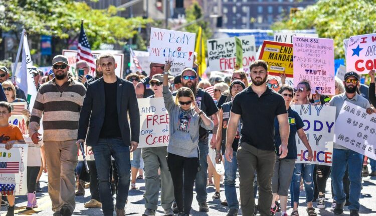 Anti-vaccine rally attracts 4,000 to downtown Spokane

