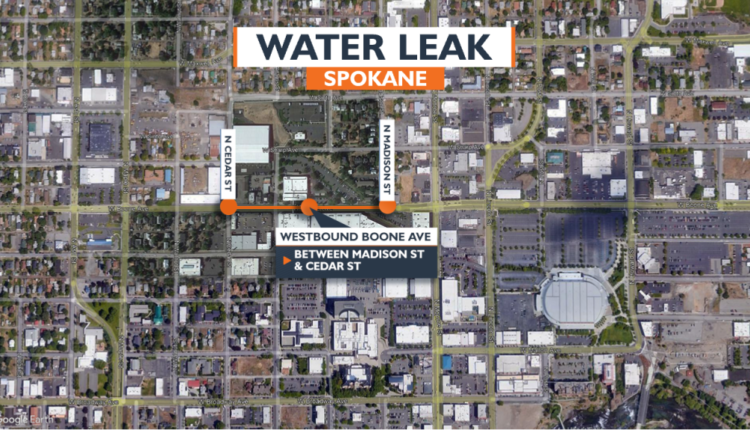Spokane Water Department repairs leak on Boone Ave.

