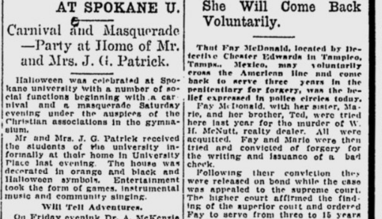 Spokane 100 years ago: Missing woman implicated in the McNutt murder found in a Mexican prison

